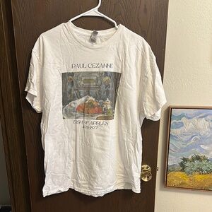 White Graphic T-Shirt with Art Print